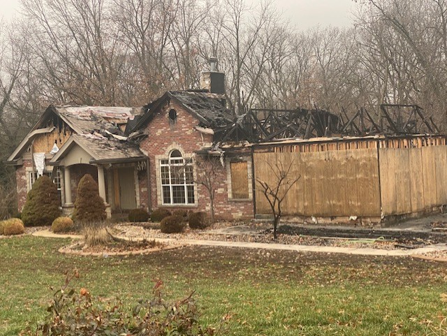 Side of Burnt House without Komodo Spray System in Saint Peters, MO